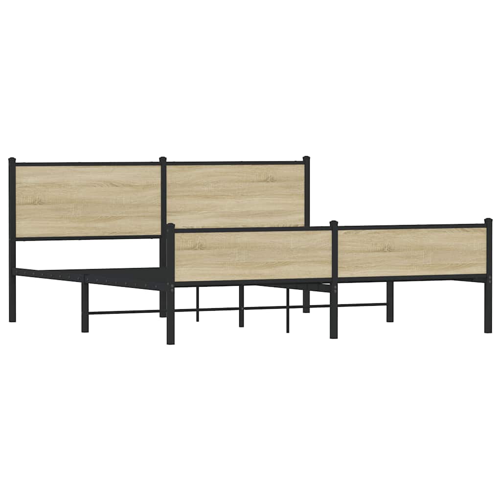 Metal Bed Frame without Mattress Sonoma Oak 183x213 cm