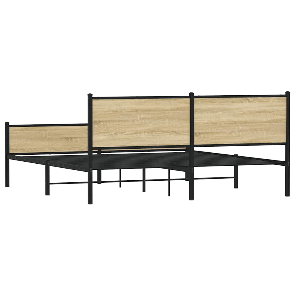 Metal Bed Frame without Mattress Sonoma Oak 183x213 cm