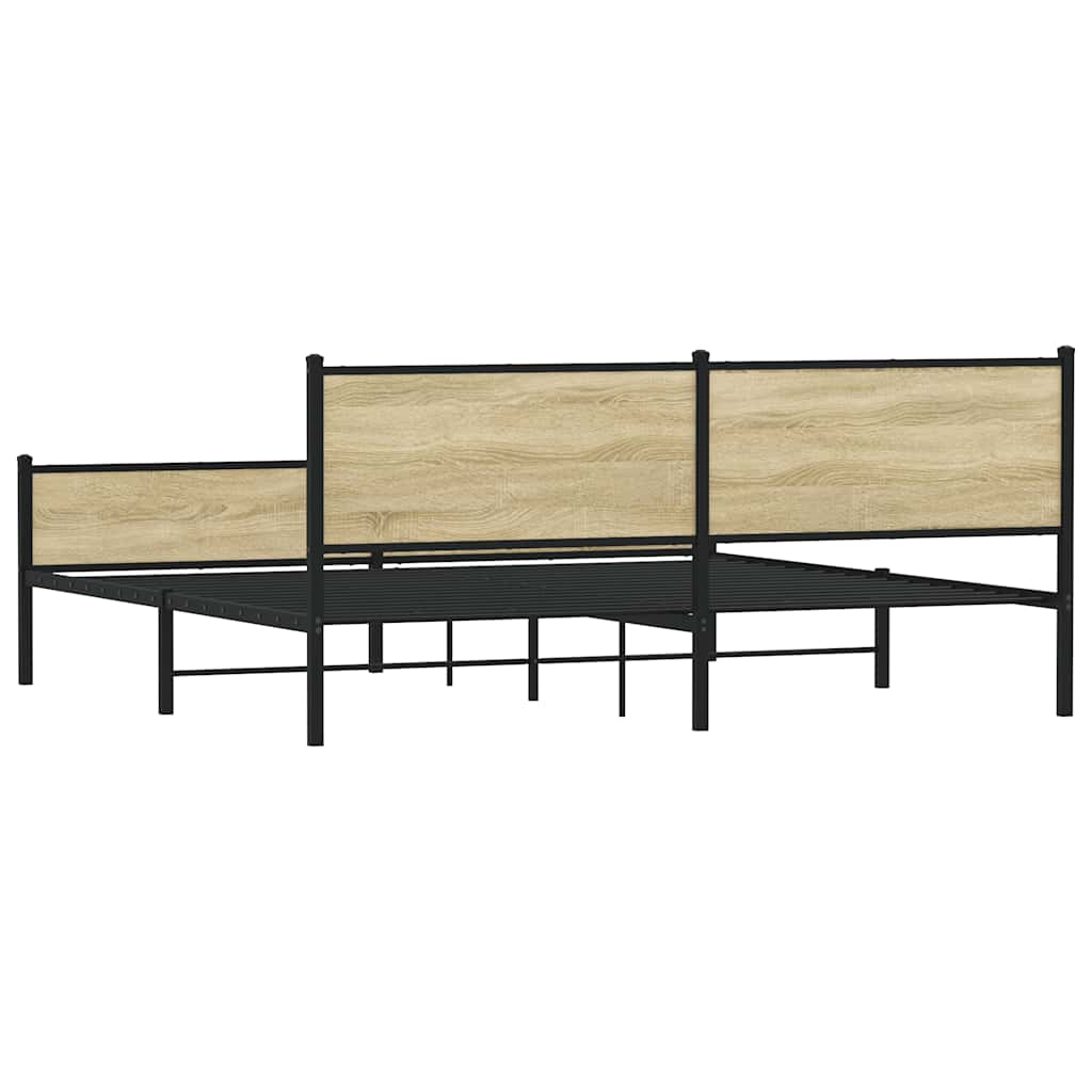 Metal Bed Frame without Mattress Sonoma Oak 193x203 cm