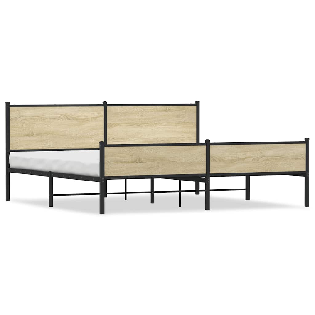 Metal Bed Frame without Mattress Sonoma Oak 200x200 cm