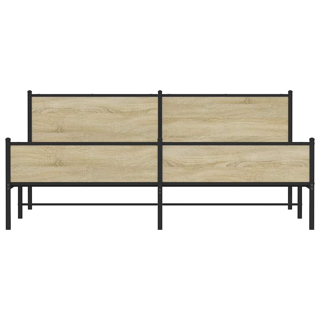 Metal Bed Frame without Mattress Sonoma Oak 200x200 cm