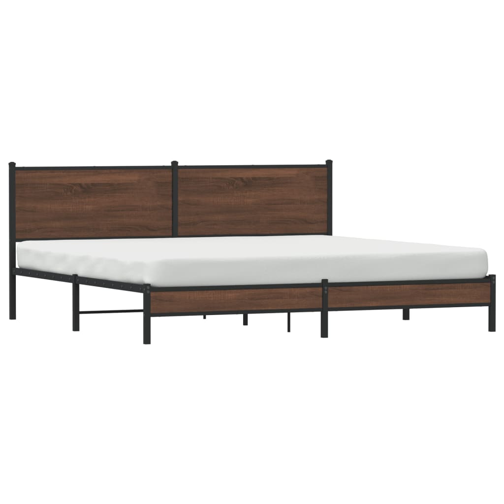 Metal Bed Frame without Mattress Brown Oak 200x200 cm