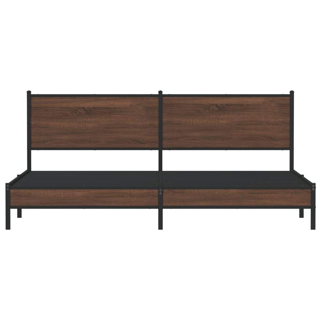 Metal Bed Frame without Mattress Brown Oak 200x200 cm