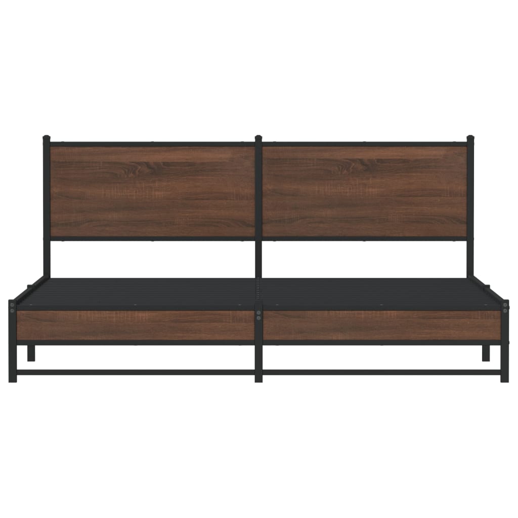 Metal Bed Frame without Mattress Brown Oak 180x200 cm Super King
