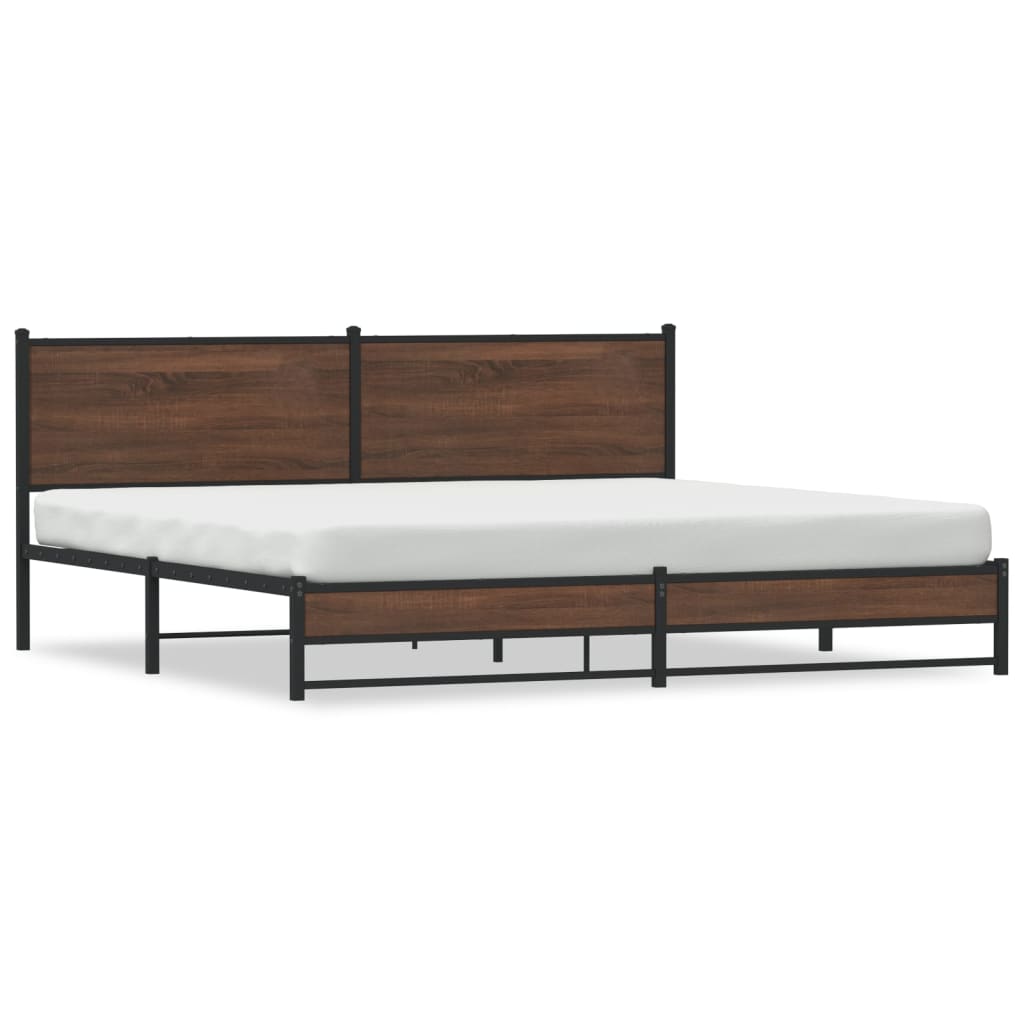 Metal Bed Frame without Mattress Brown Oak 200x200 cm