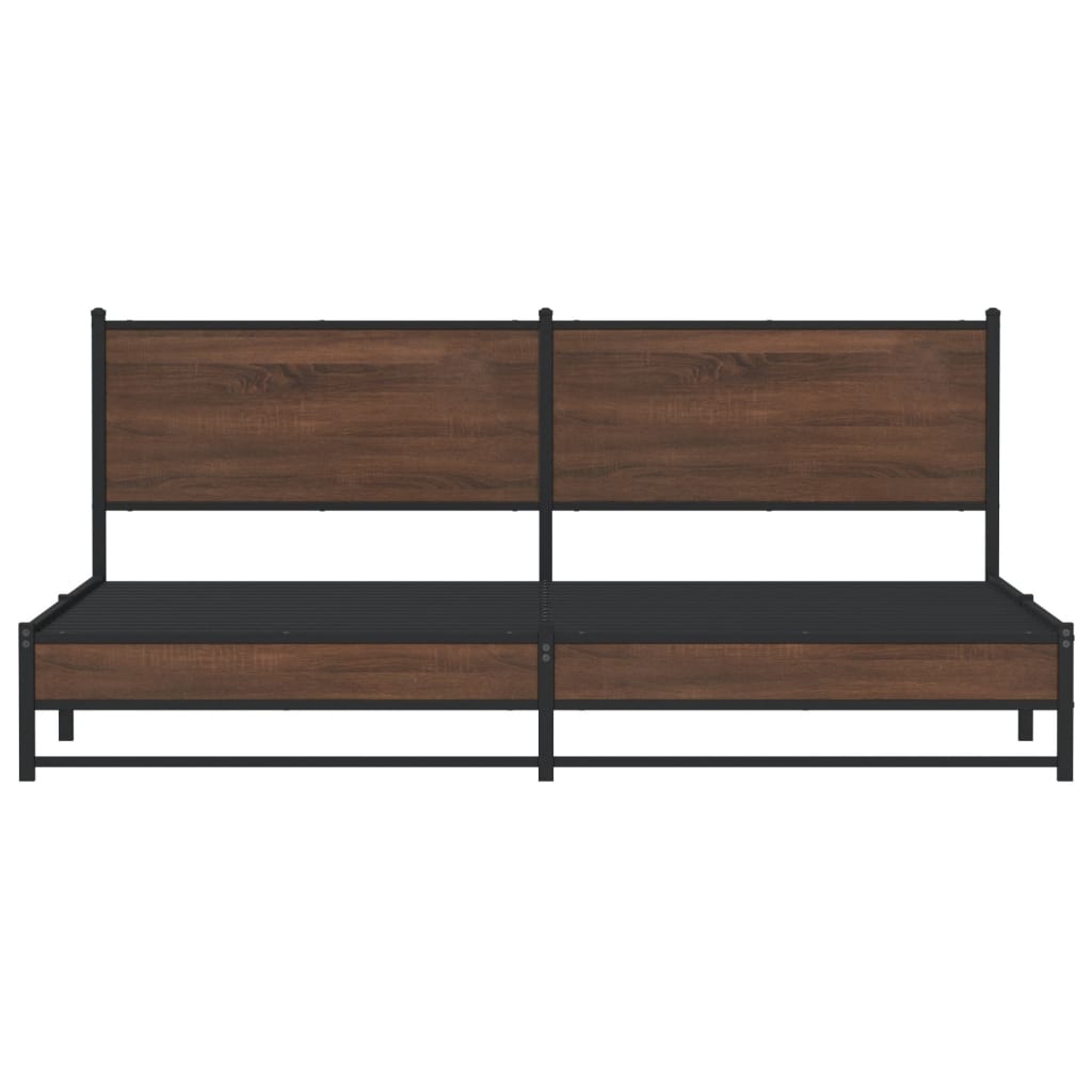 Metal Bed Frame without Mattress Brown Oak 200x200 cm