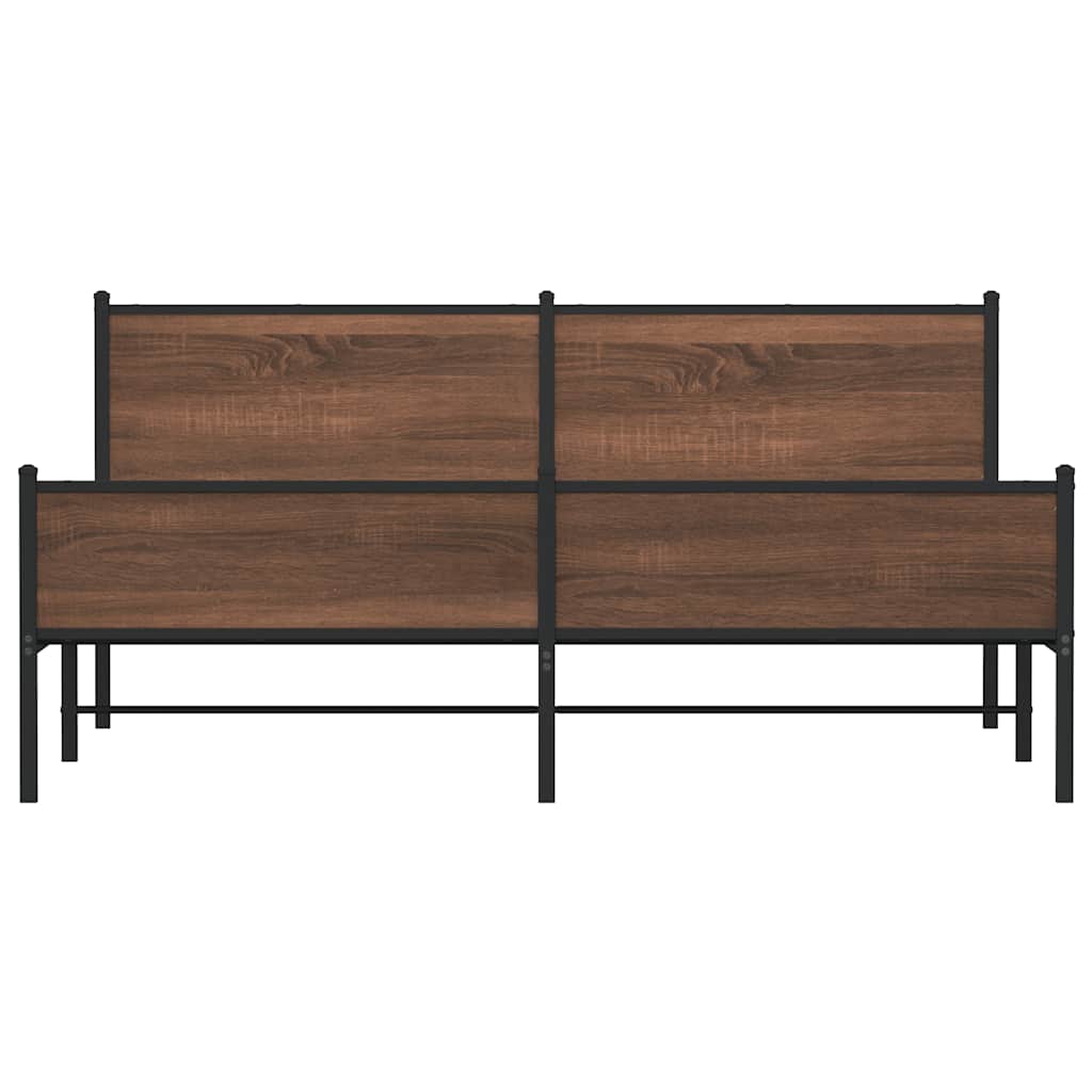 Metal Bed Frame without Mattress Brown Oak 183x213 cm