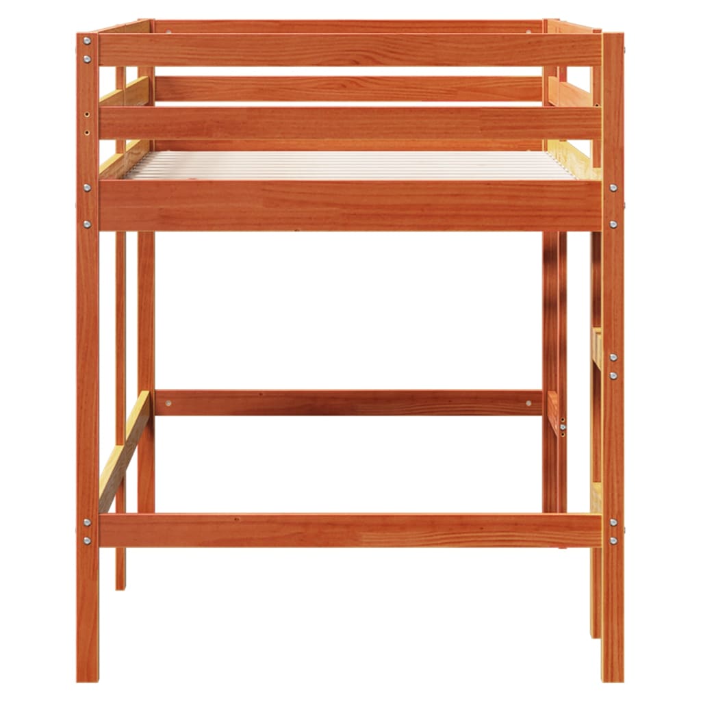 Kids' Loft Bed without Mattress with Ladder Wax Brown 90x200 cm