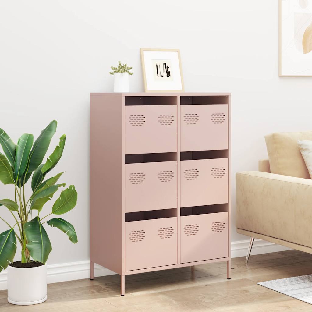 Highboard Pink 68x39x101.5 cm Steel