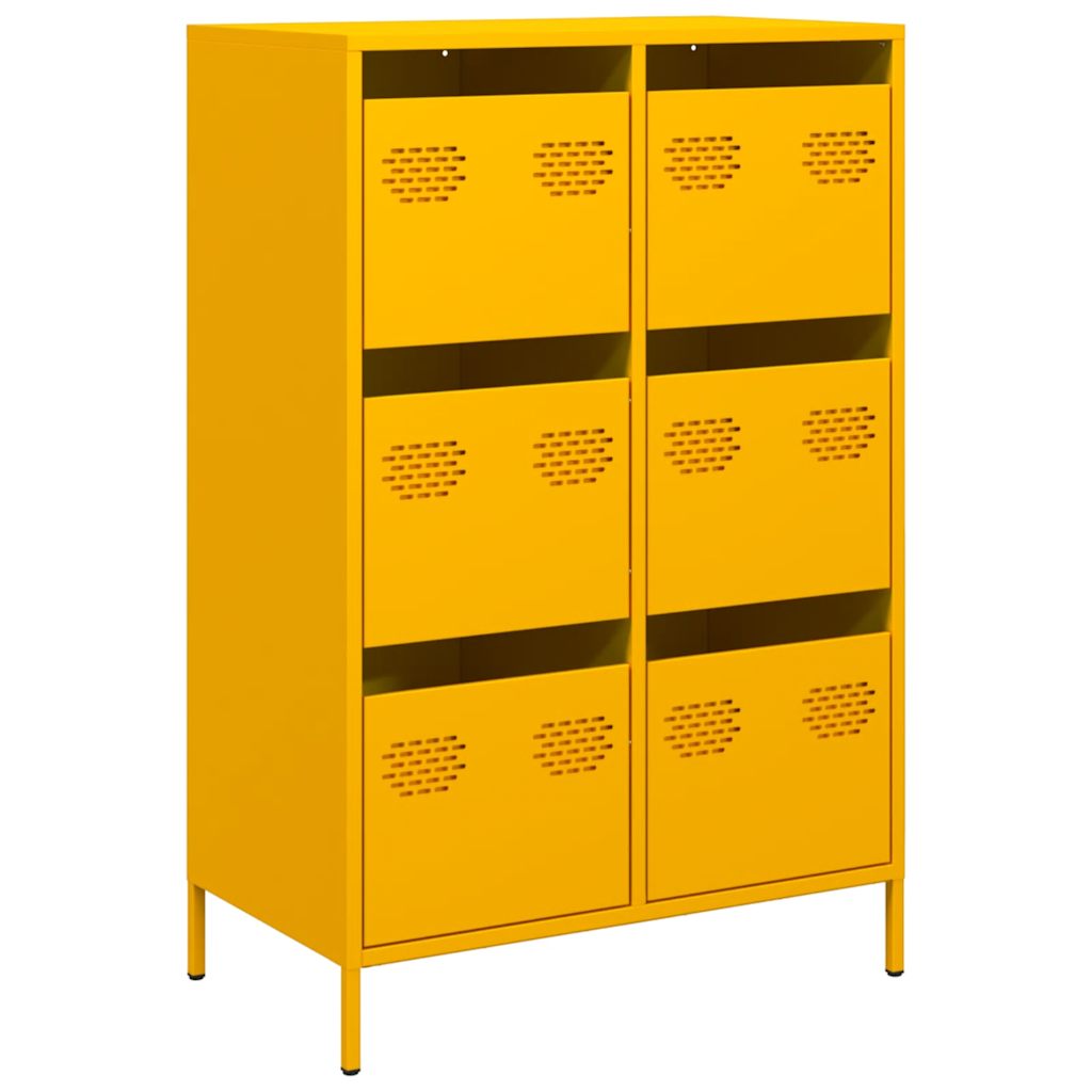Highboard Mustard Yellow 68x39x101.5 cm Steel