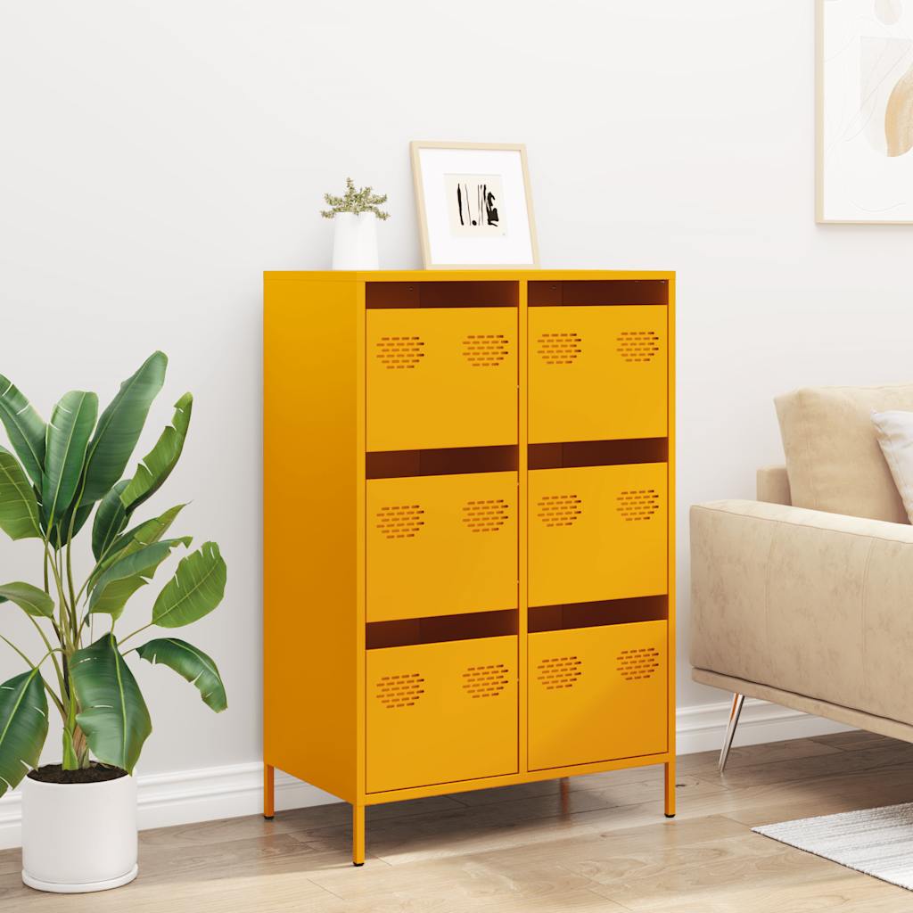 Highboard Mustard Yellow 68x39x101.5 cm Steel