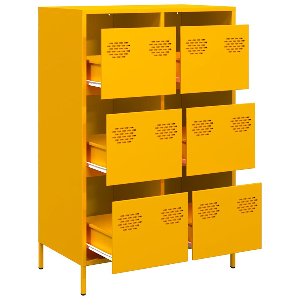 Highboard Mustard Yellow 68x39x101.5 cm Steel