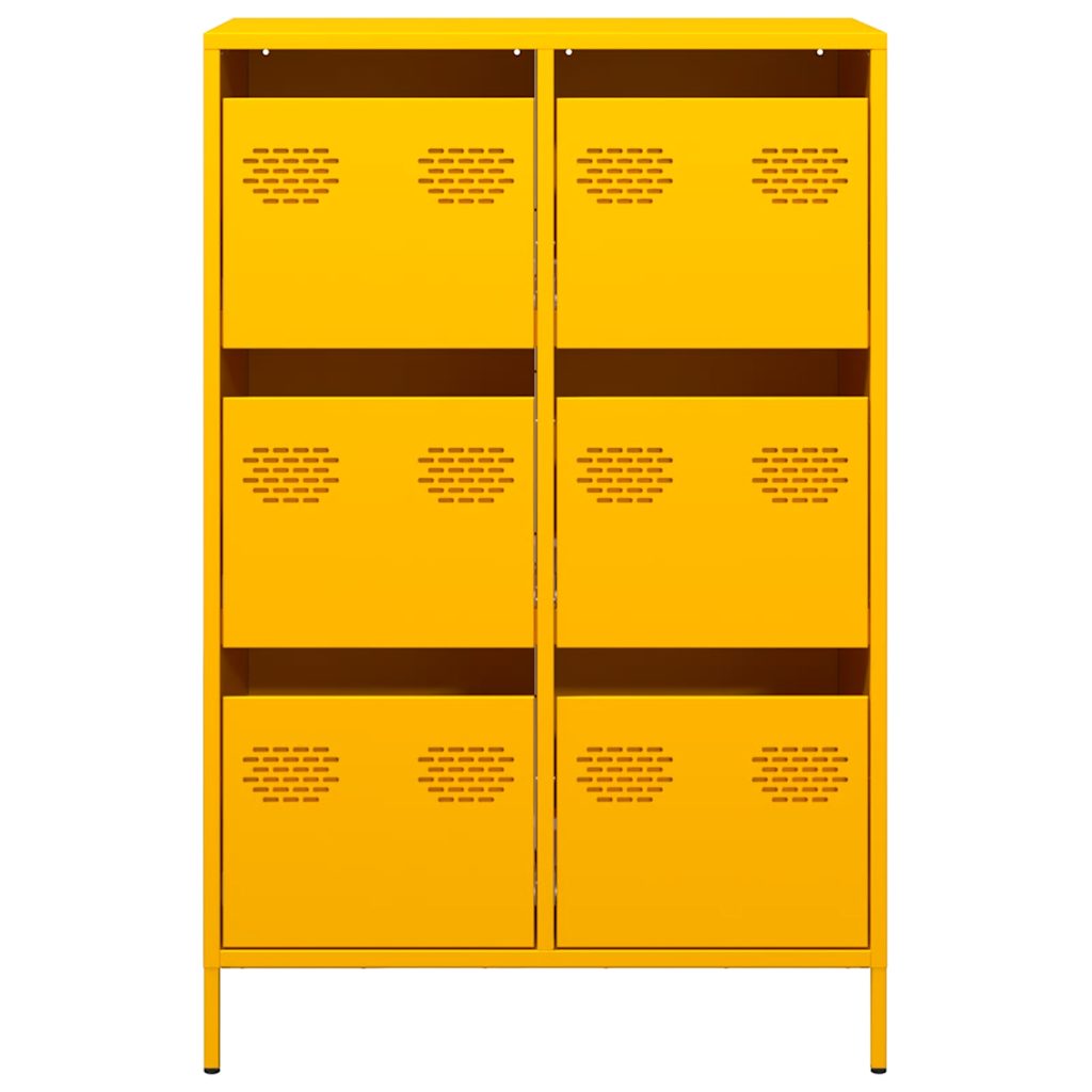 Highboard Mustard Yellow 68x39x101.5 cm Steel