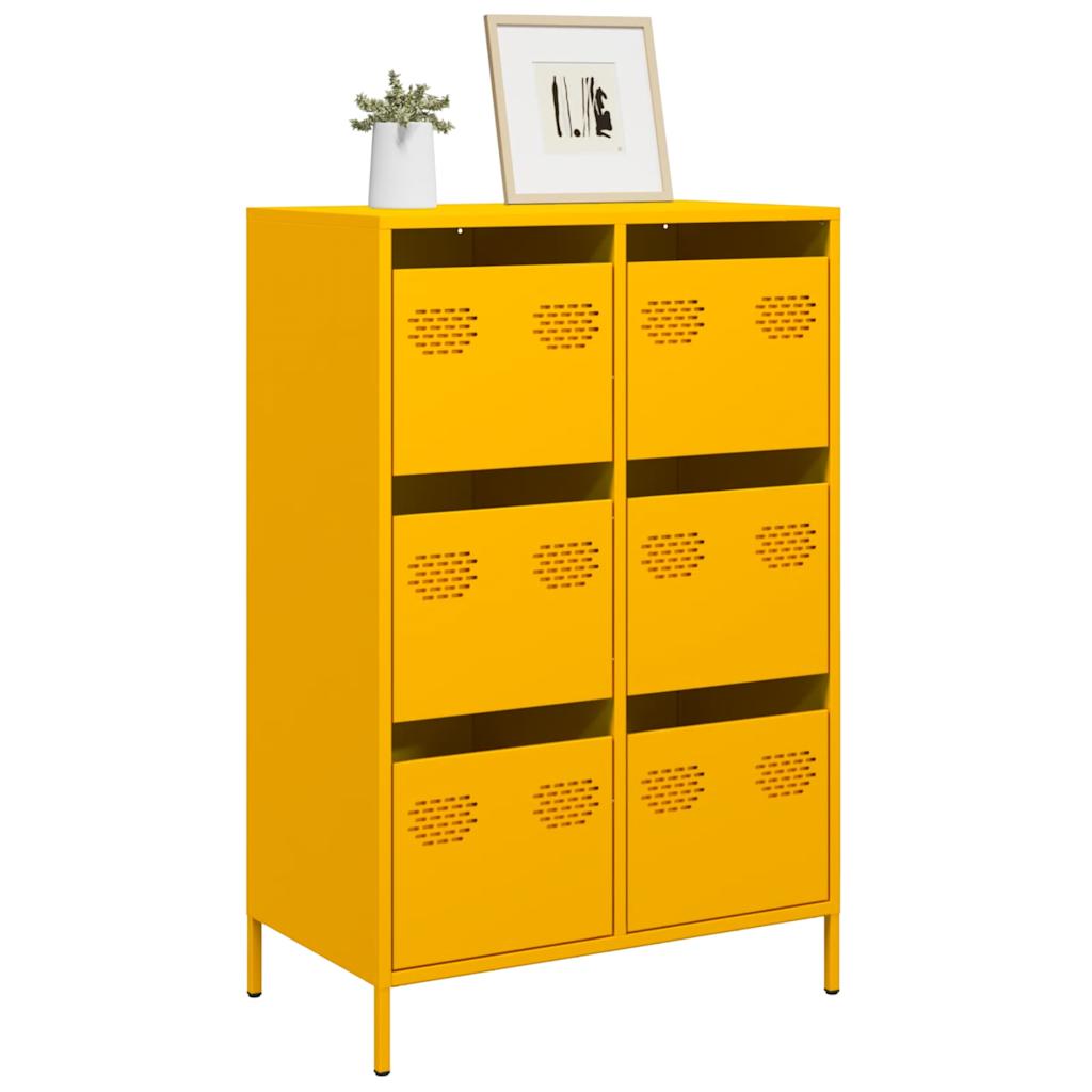 Highboard Mustard Yellow 68x39x101.5 cm Steel