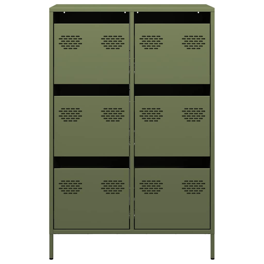 Highboard Olive Green 68x39x101.5 cm Steel