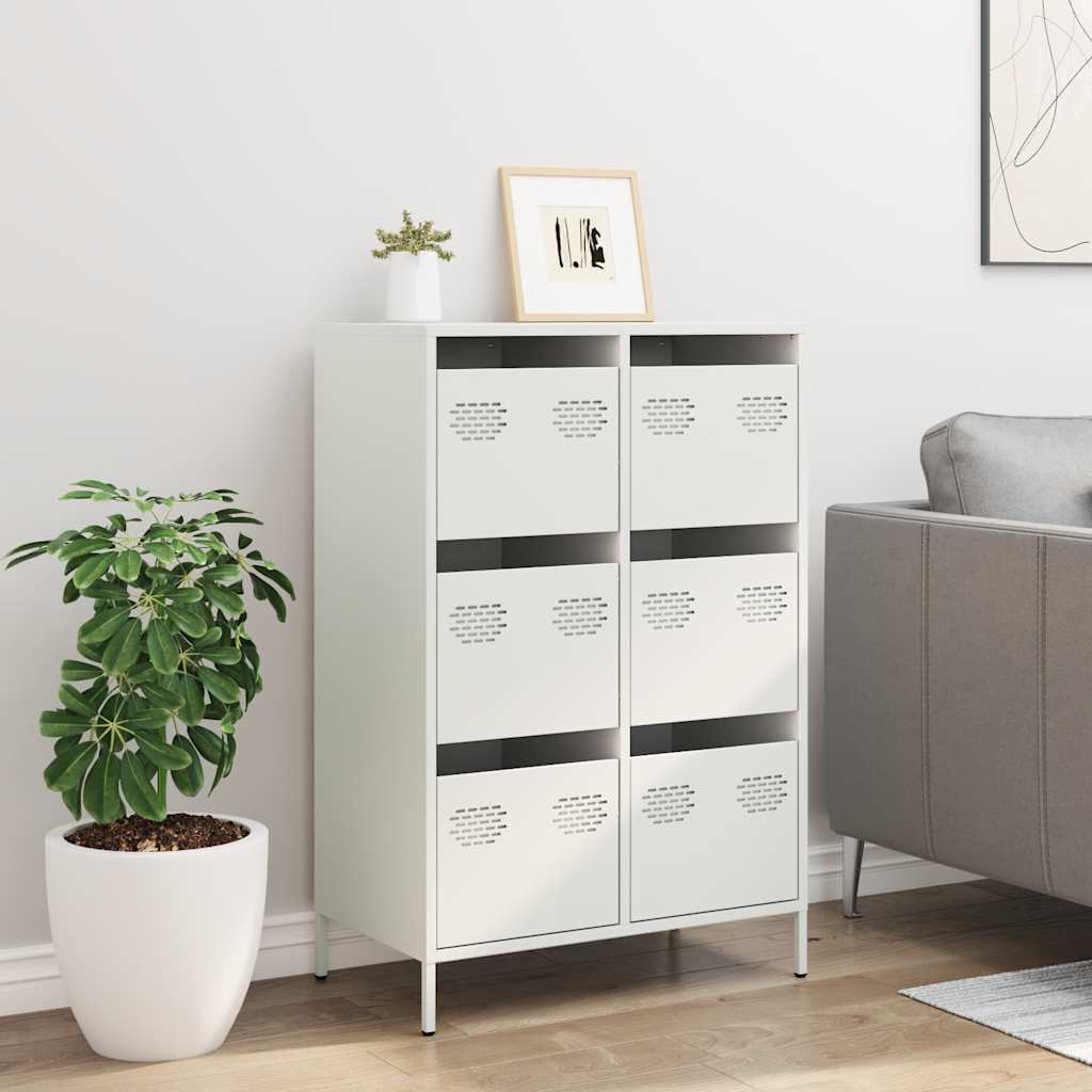 Highboard White 68x39x101.5 cm Steel