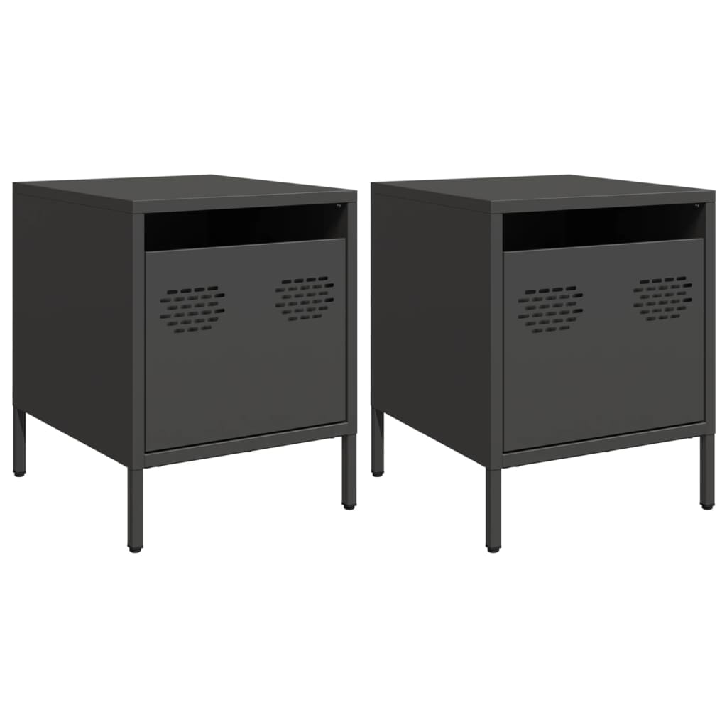 Bedside Cabinets 2 pcs Black 35x39x43.5 cm Steel