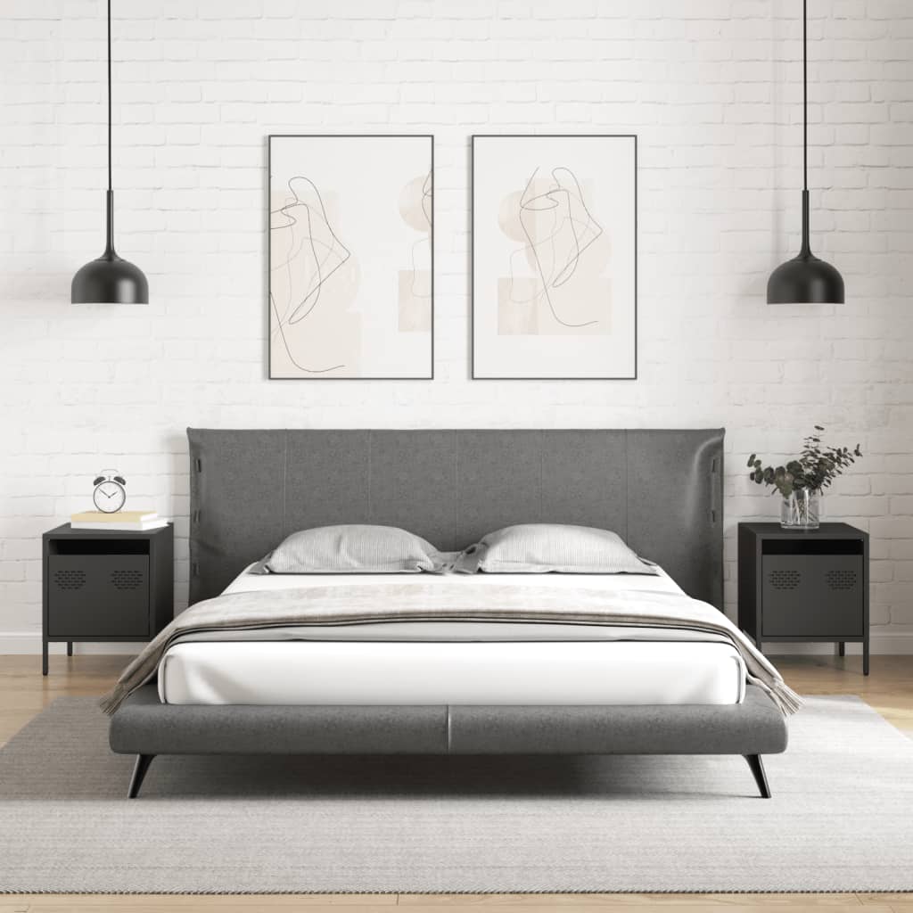 Bedside Cabinets 2 pcs Black 35x39x43.5 cm Steel