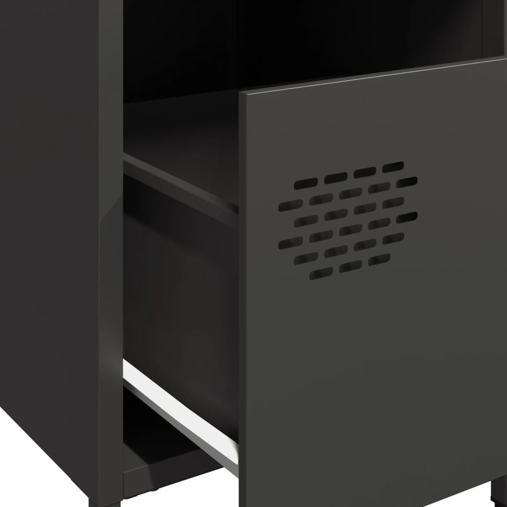 Bedside Cabinets 2 pcs Black 35x39x43.5 cm Steel