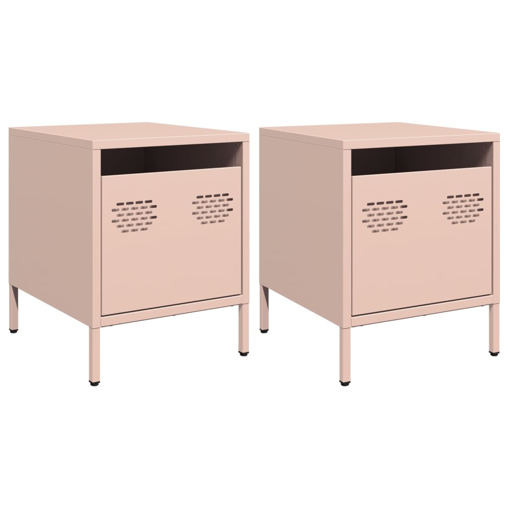 Bedside Cabinets 2 pcs Pink 35x39x43.5 cm Steel