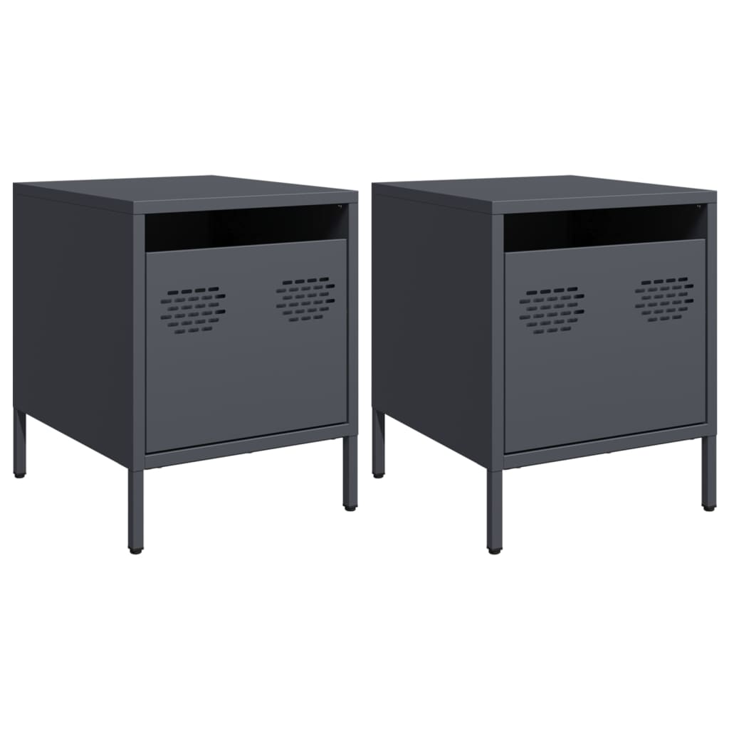 Bedside Cabinets 2 pcs Anthracite 35x39x43.5 cm Steel