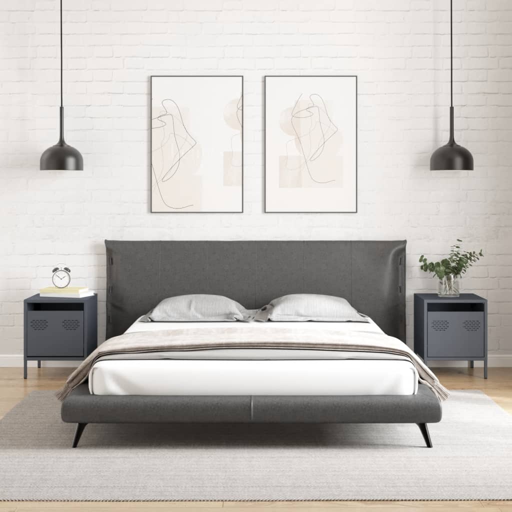 Bedside Cabinets 2 pcs Anthracite 35x39x43.5 cm Steel