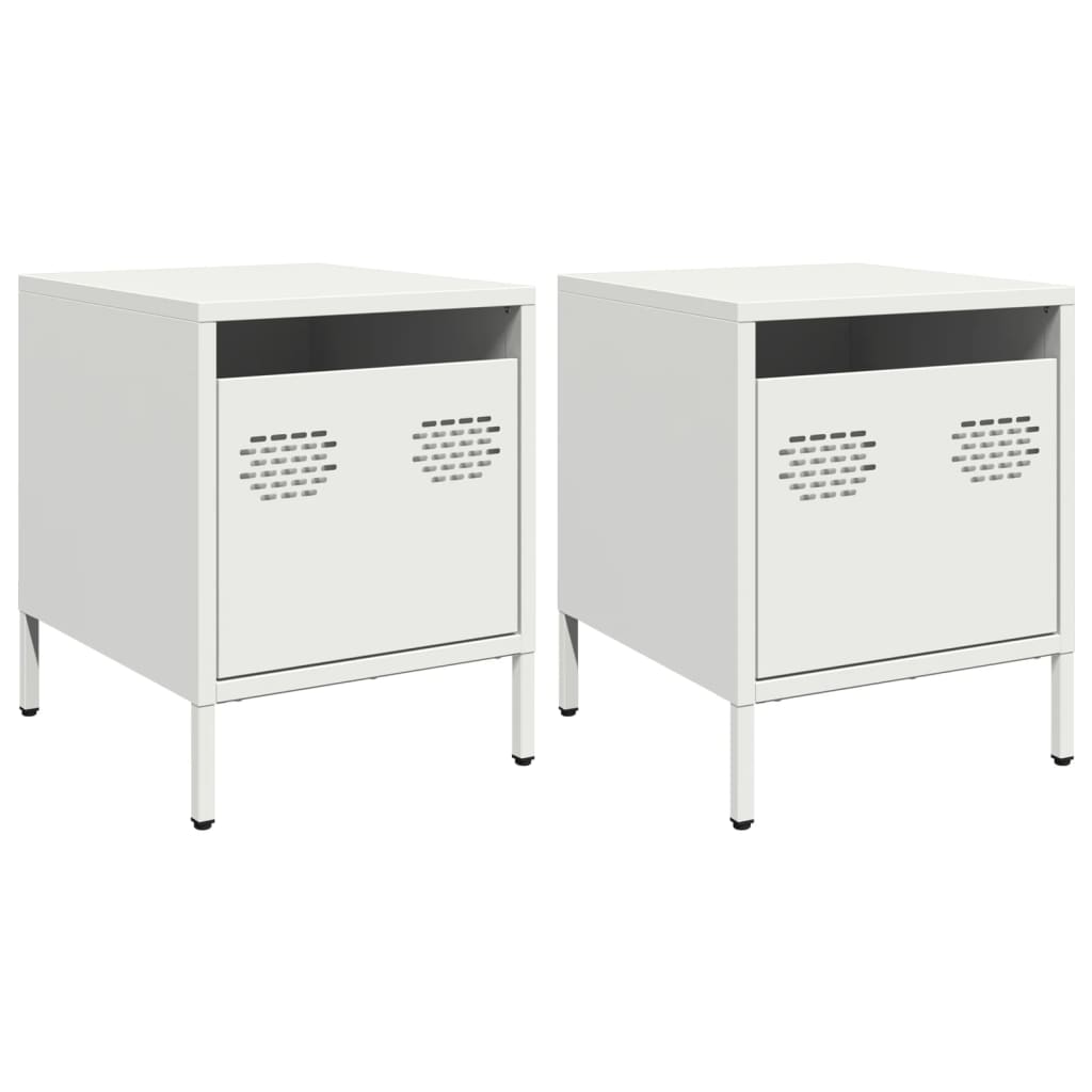 Bedside Cabinets 2 pcs White 35x39x43.5 cm Steel