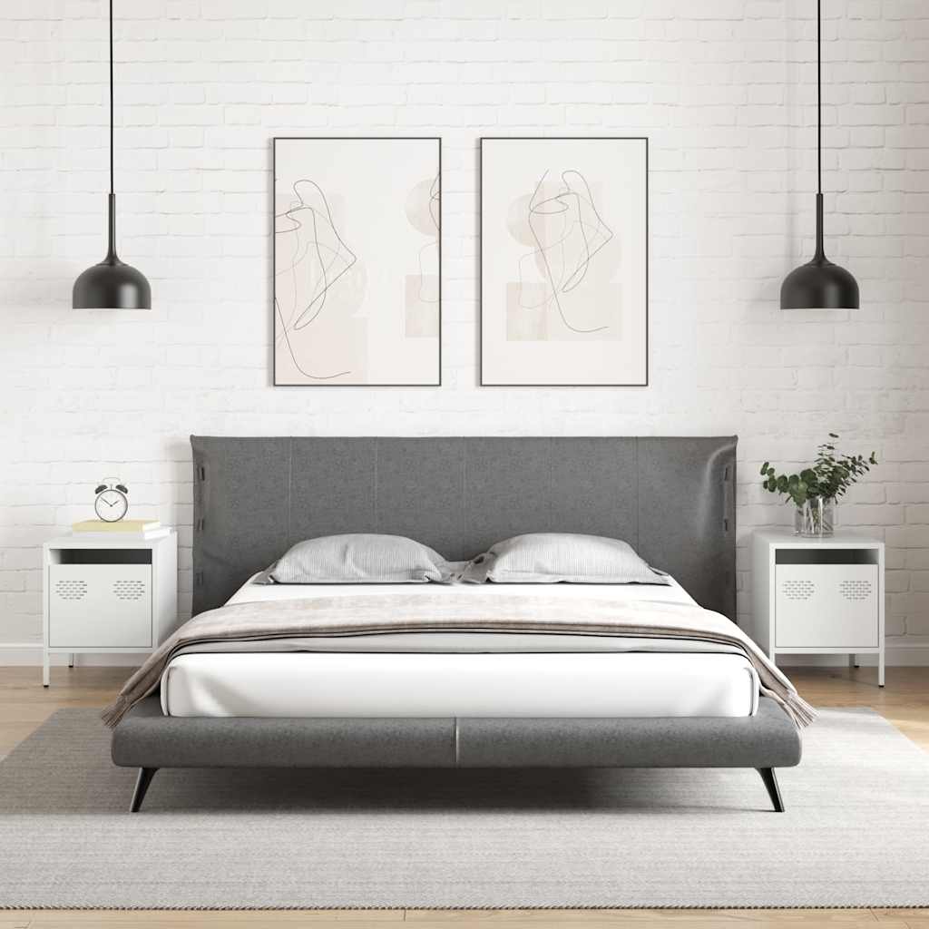 Bedside Cabinets 2 pcs White 35x39x43.5 cm Steel