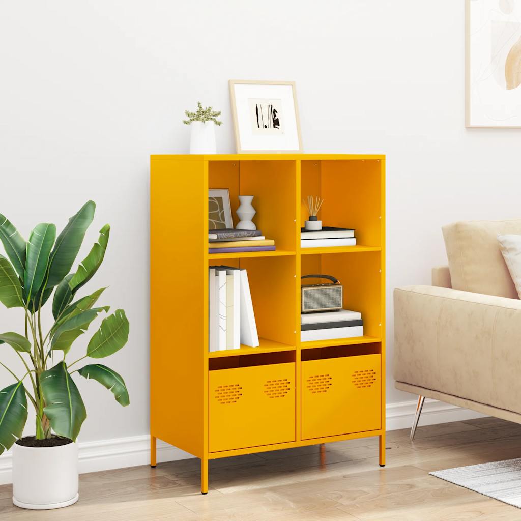 Highboard Mustard Yellow 68x39x103.5 cm Steel