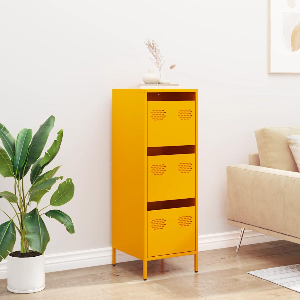Highboard Mustard Yellow 39x35x103.5 cm Steel
