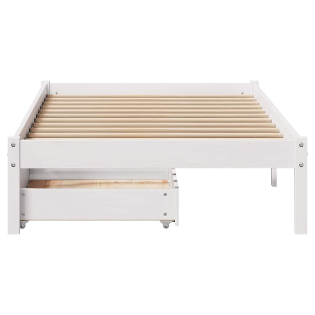 Bed Frame without Mattress White 75x190 cm Small Single Solid Wood Pine
