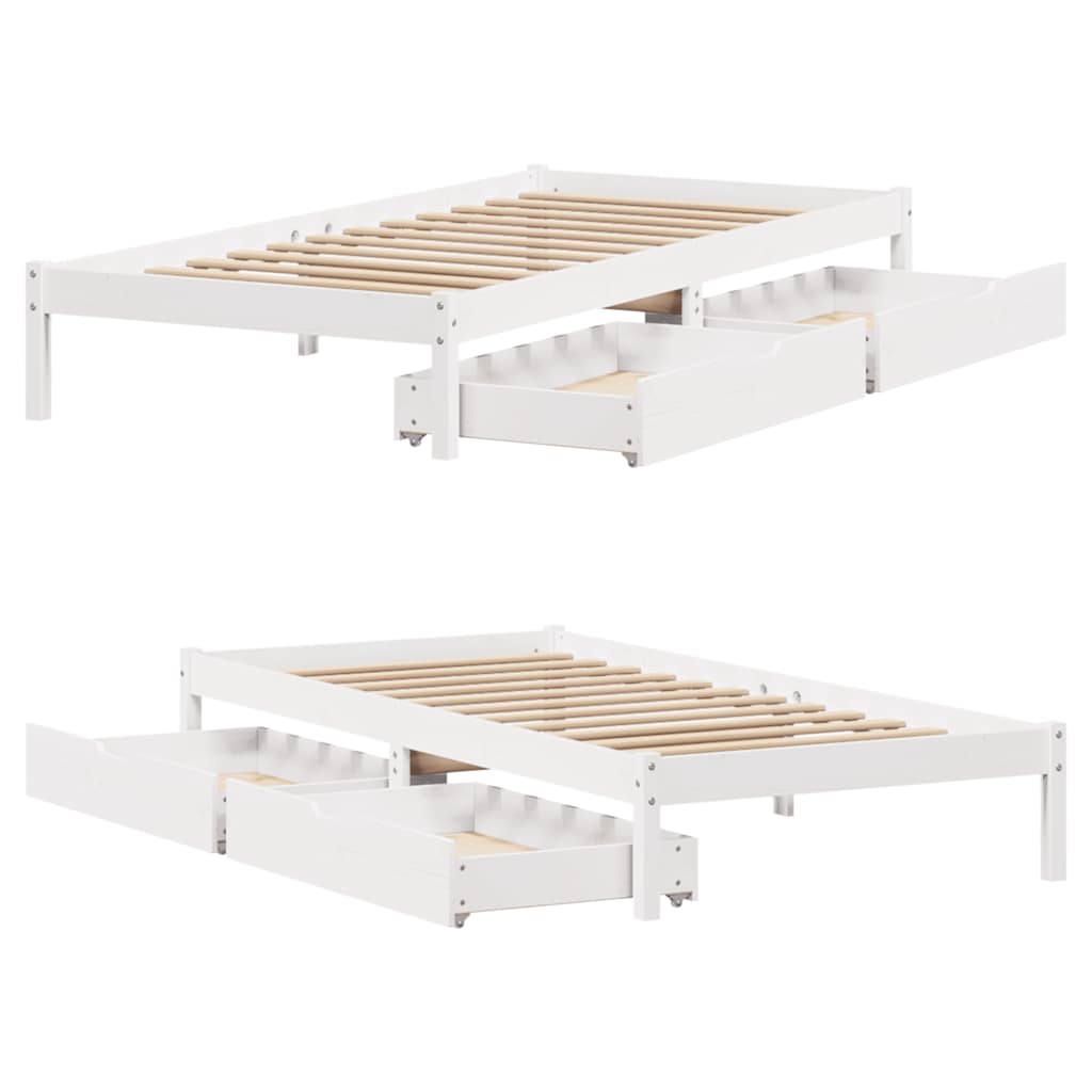 Bed Frame without Mattress White 75x190 cm Small Single Solid Wood Pine