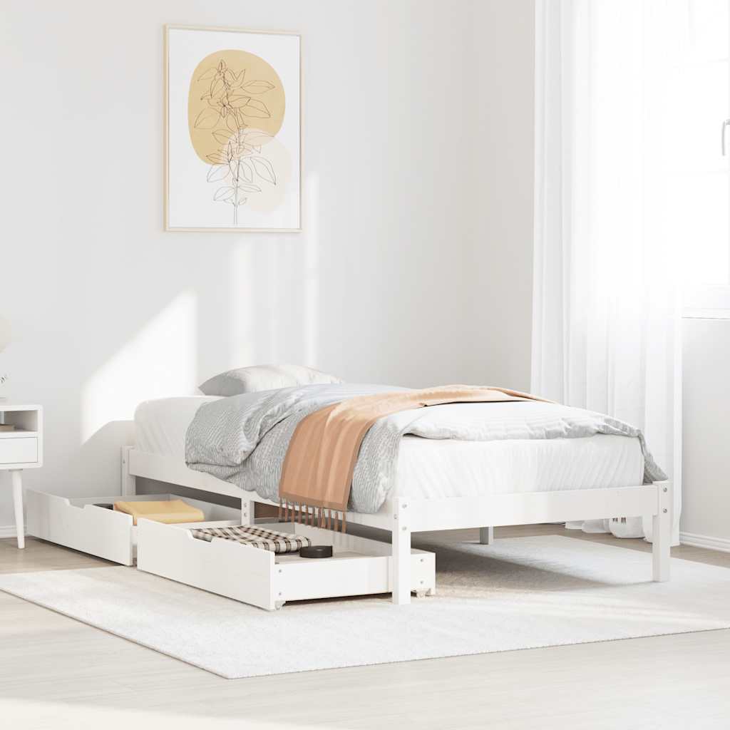 Bed Frame without Mattress White 75x190 cm Small Single Solid Wood Pine
