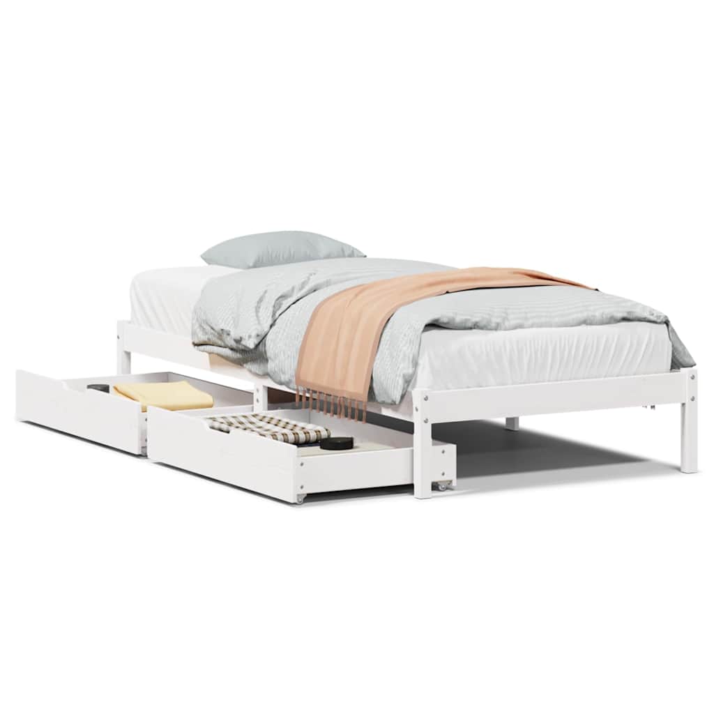 Bed Frame without Mattress White 90x190 cm Single Solid Wood Pine