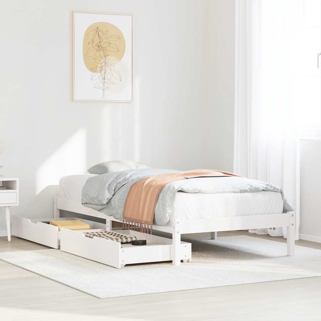 Bed Frame without Mattress White 90x190 cm Single Solid Wood Pine