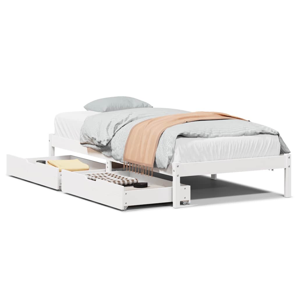 Bed Frame without Mattress White 100x200 cm Solid Wood Pine