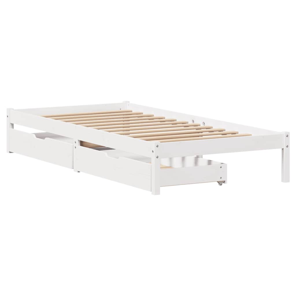 Bed Frame without Mattress White 100x200 cm Solid Wood Pine