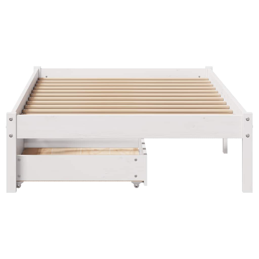 Bed Frame without Mattress White 100x200 cm Solid Wood Pine