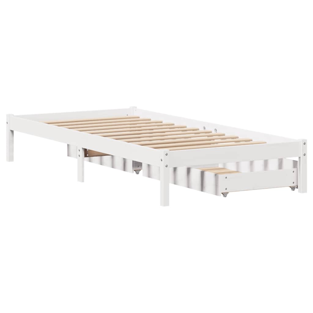 Bed Frame without Mattress White 100x200 cm Solid Wood Pine