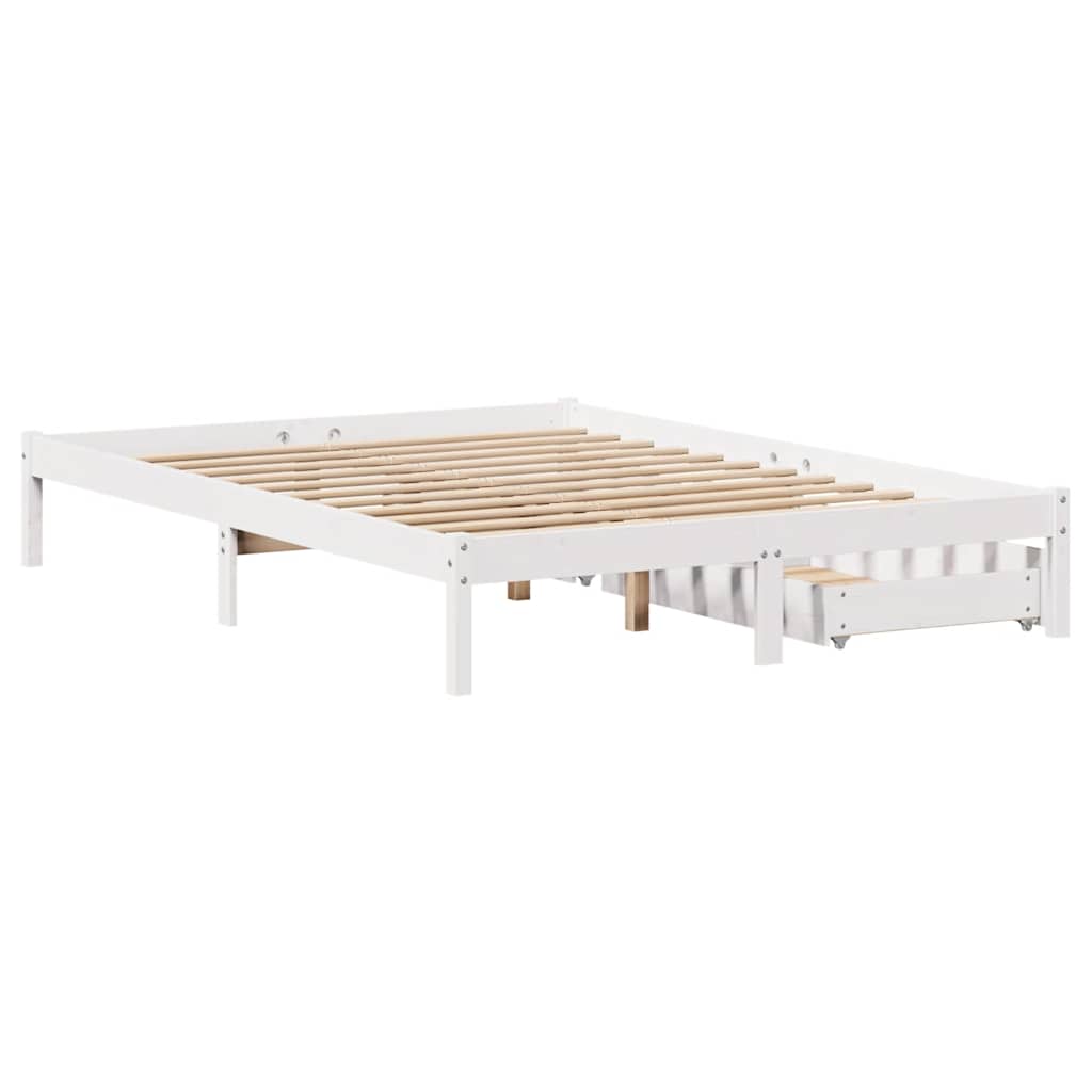 Bed Frame without Mattress White 120x200 cm Solid Wood Pine