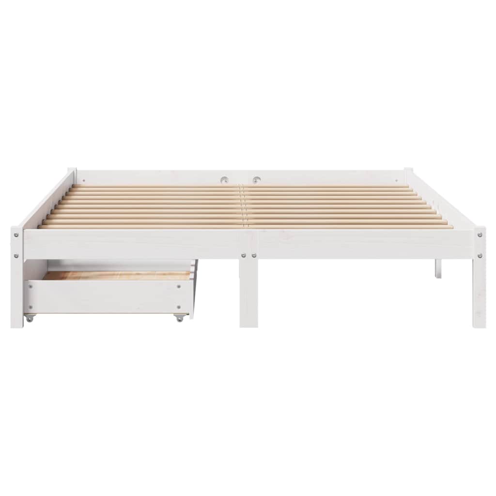 Bed Frame without Mattress White 140x200 cm Solid Wood Pine
