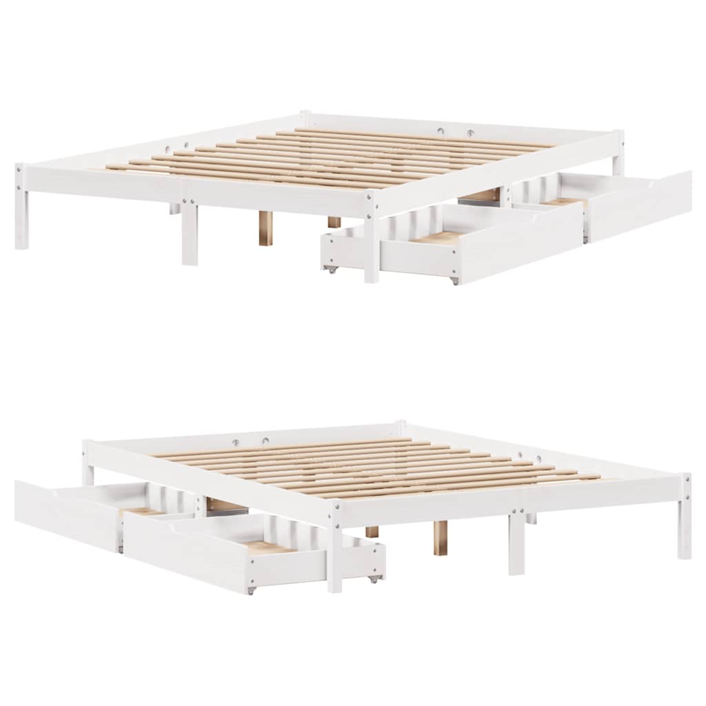 Bed Frame without Mattress White 140x200 cm Solid Wood Pine
