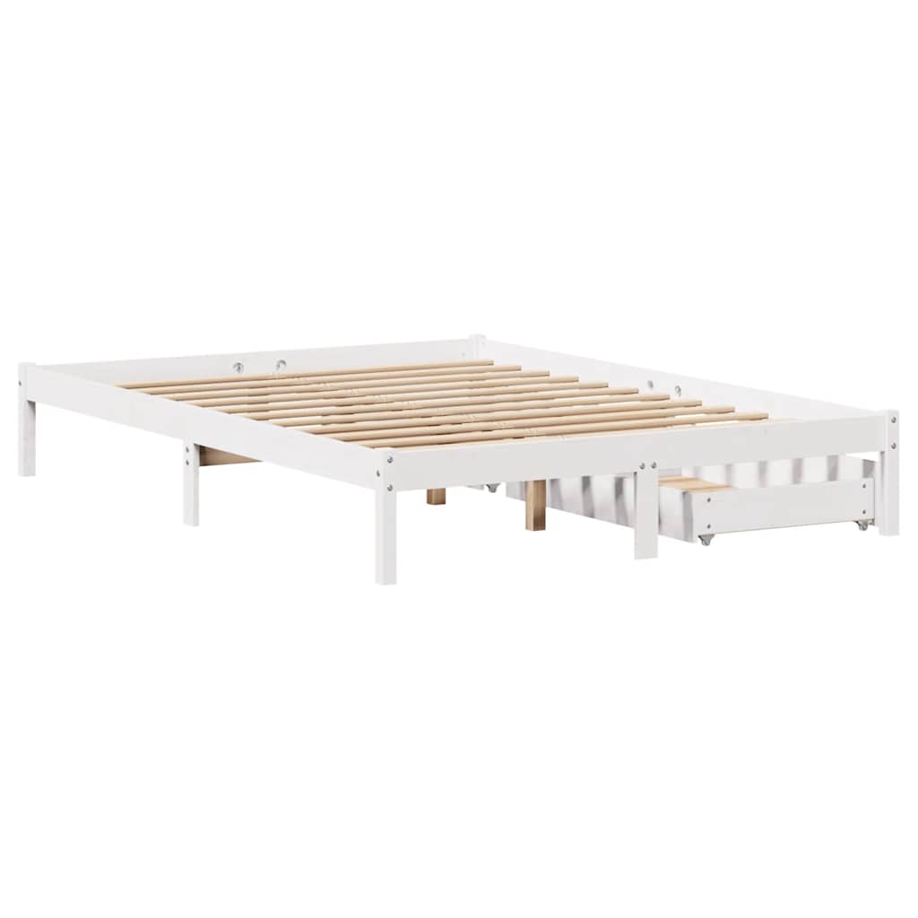 Bed Frame without Mattress White 150x200 cm King Size Solid Wood Pine