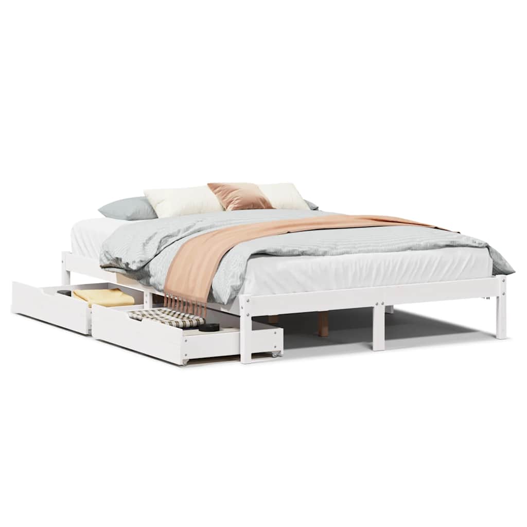 Bed Frame without Mattress White 160x200 cm Solid Wood Pine