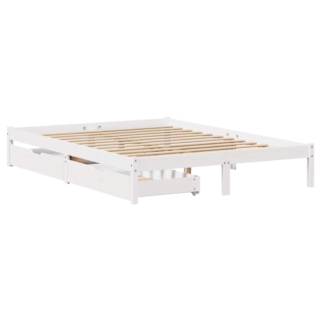 Bed Frame without Mattress White 160x200 cm Solid Wood Pine