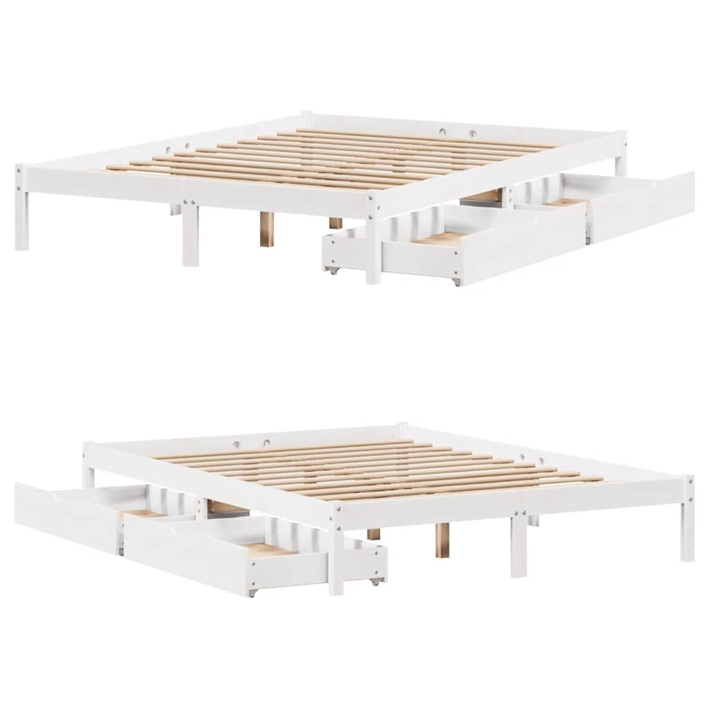 Bed Frame without Mattress White 160x200 cm Solid Wood Pine