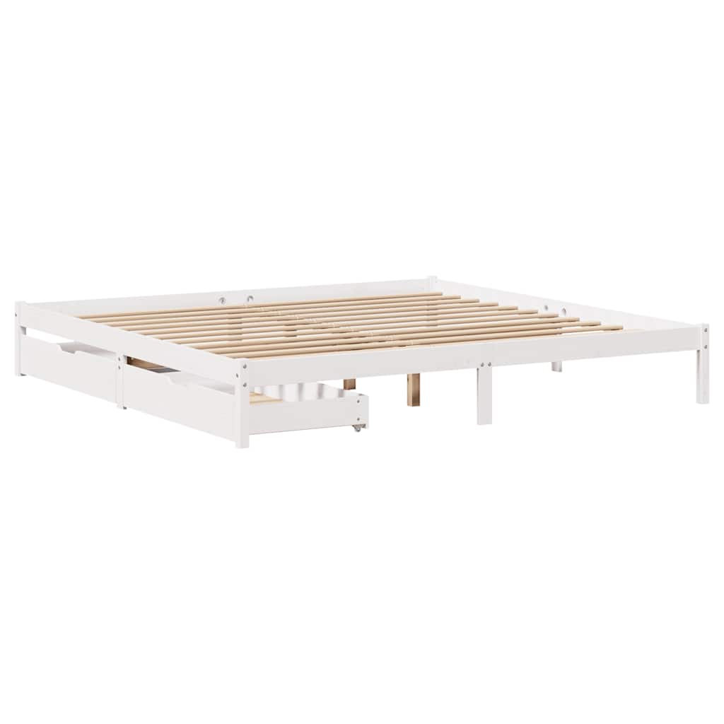 Bed Frame without Mattress White 180x200 cm Super King Solid Wood Pine