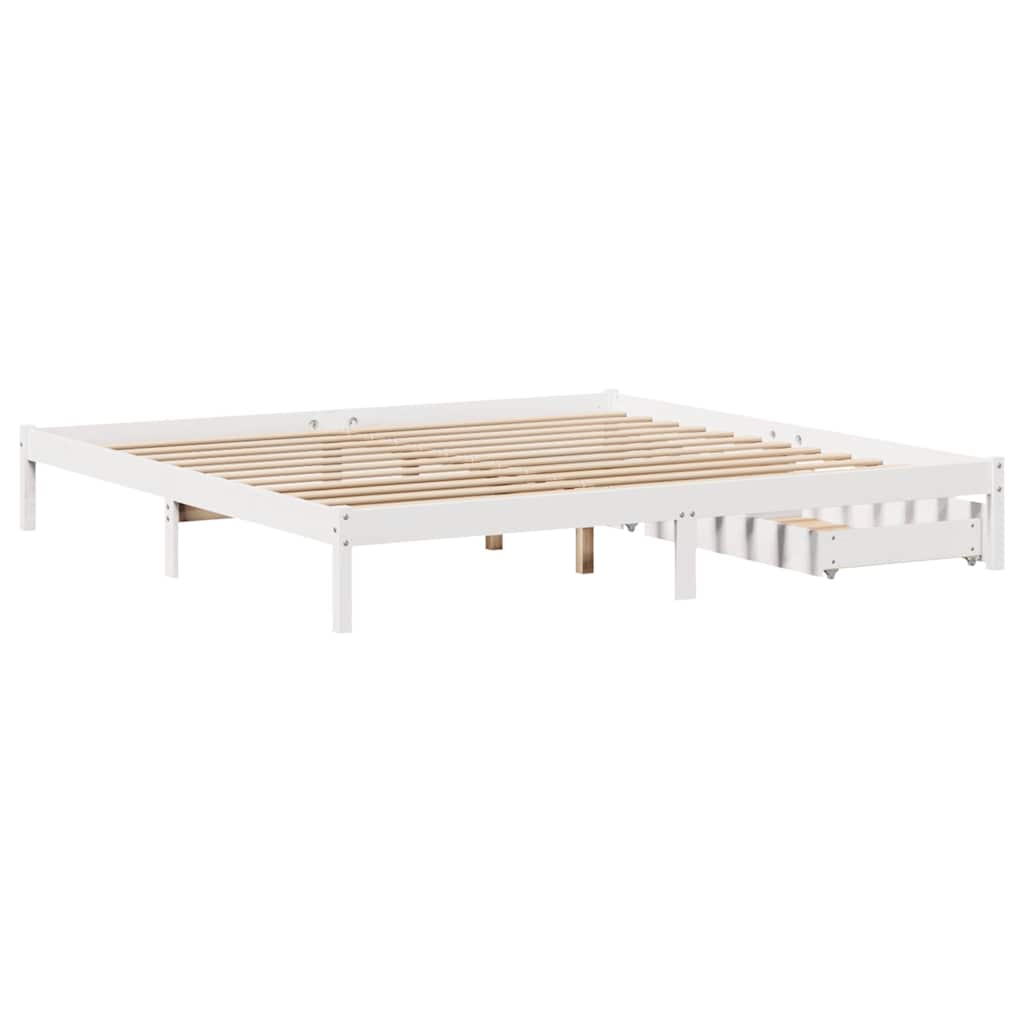 Bed Frame without Mattress White 180x200 cm Super King Solid Wood Pine