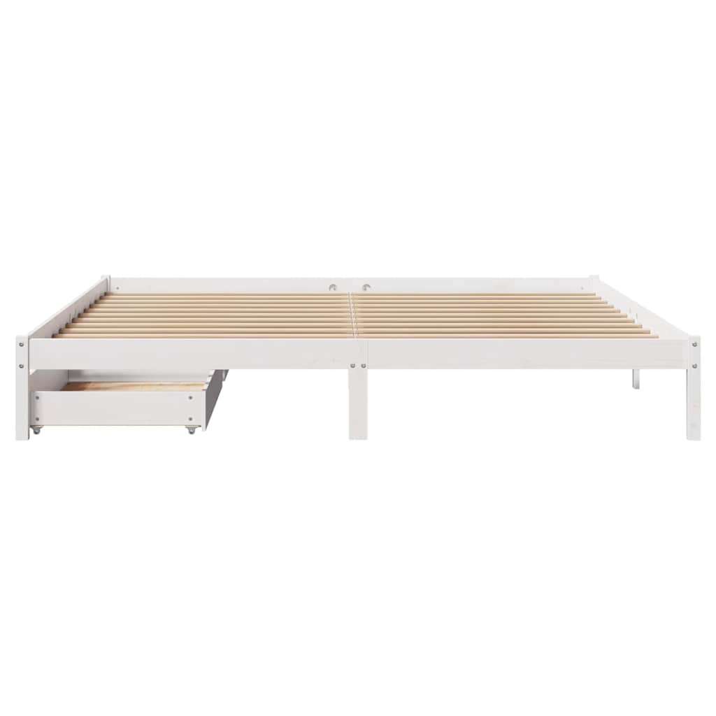 Bed Frame without Mattress White 200x200 cm Solid Wood Pine