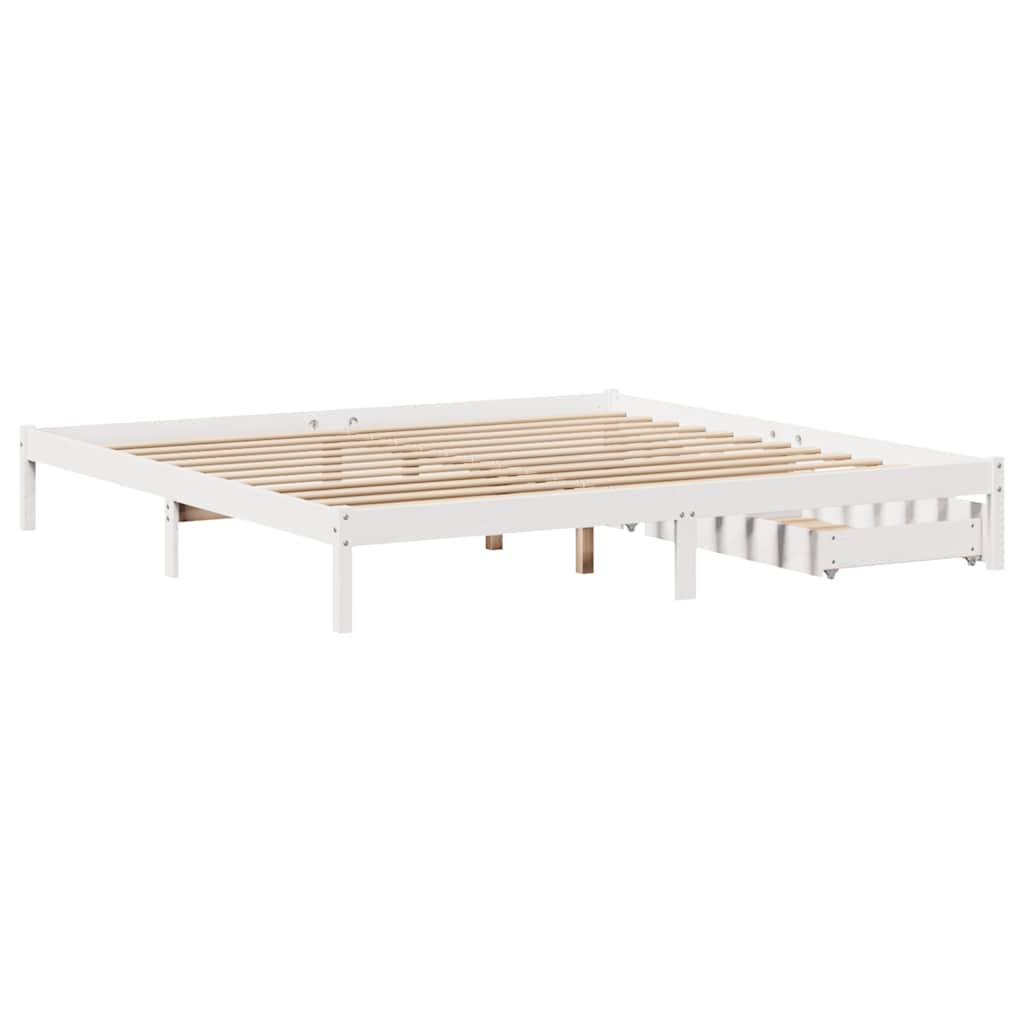 Bed Frame without Mattress White 200x200 cm Solid Wood Pine